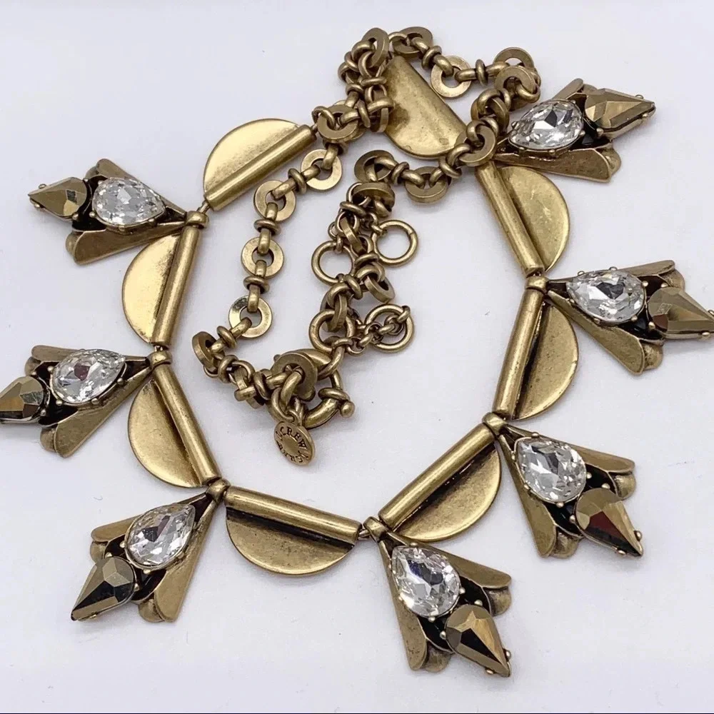 J. Crew Gold Scalloped Crystal Necklace